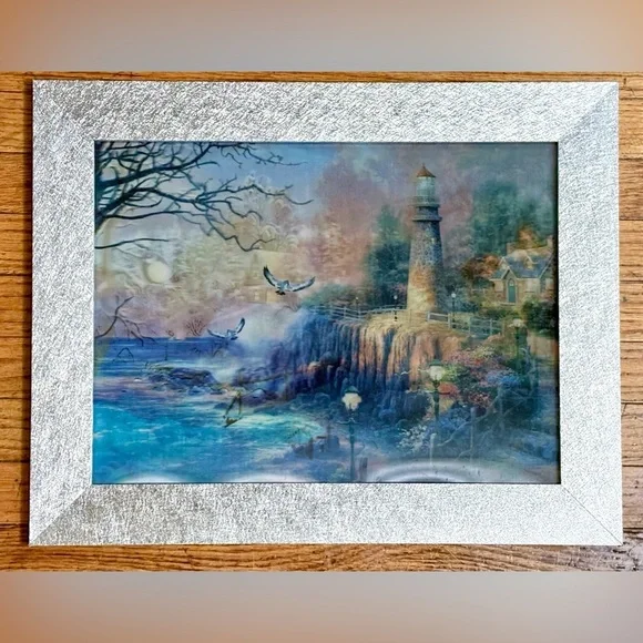 Vintage Hologram Picture Optical Illusion Storybook Cottage Lighthouse Fairycore